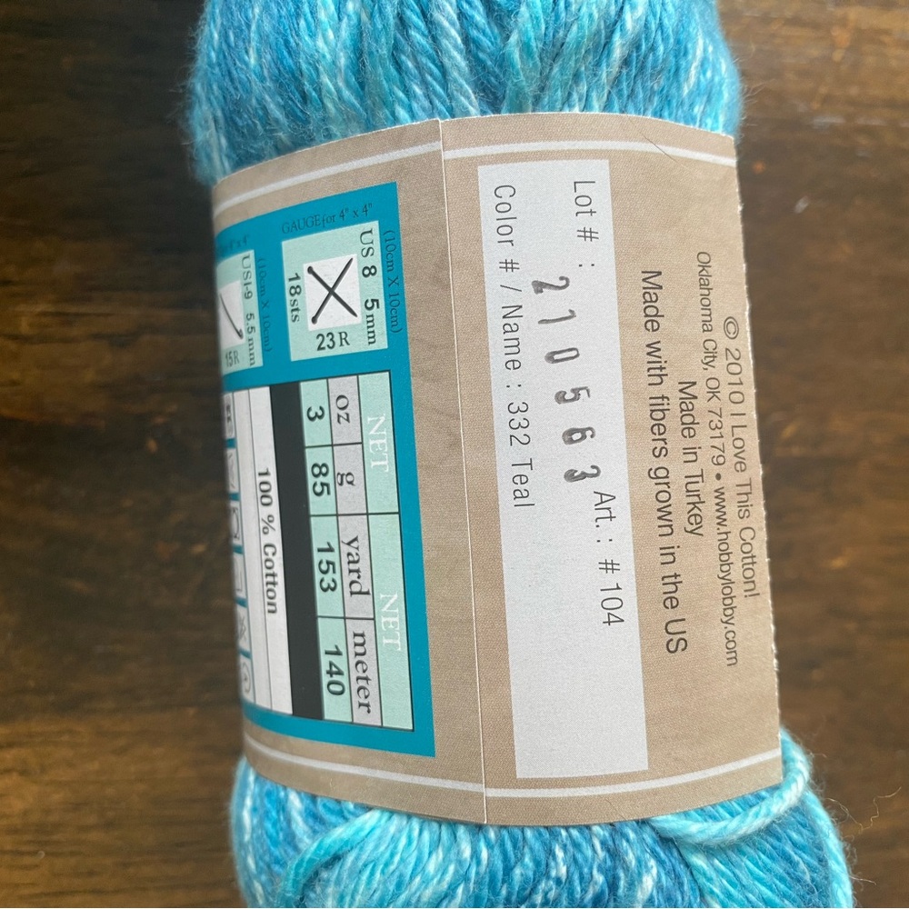 I Love This Cotton Yarn - Teal - Picture 2 of 4
